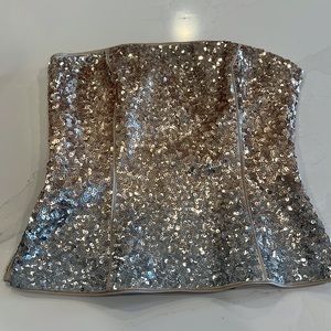 NWT White House Black Market Sequin Strapless Top Ombre